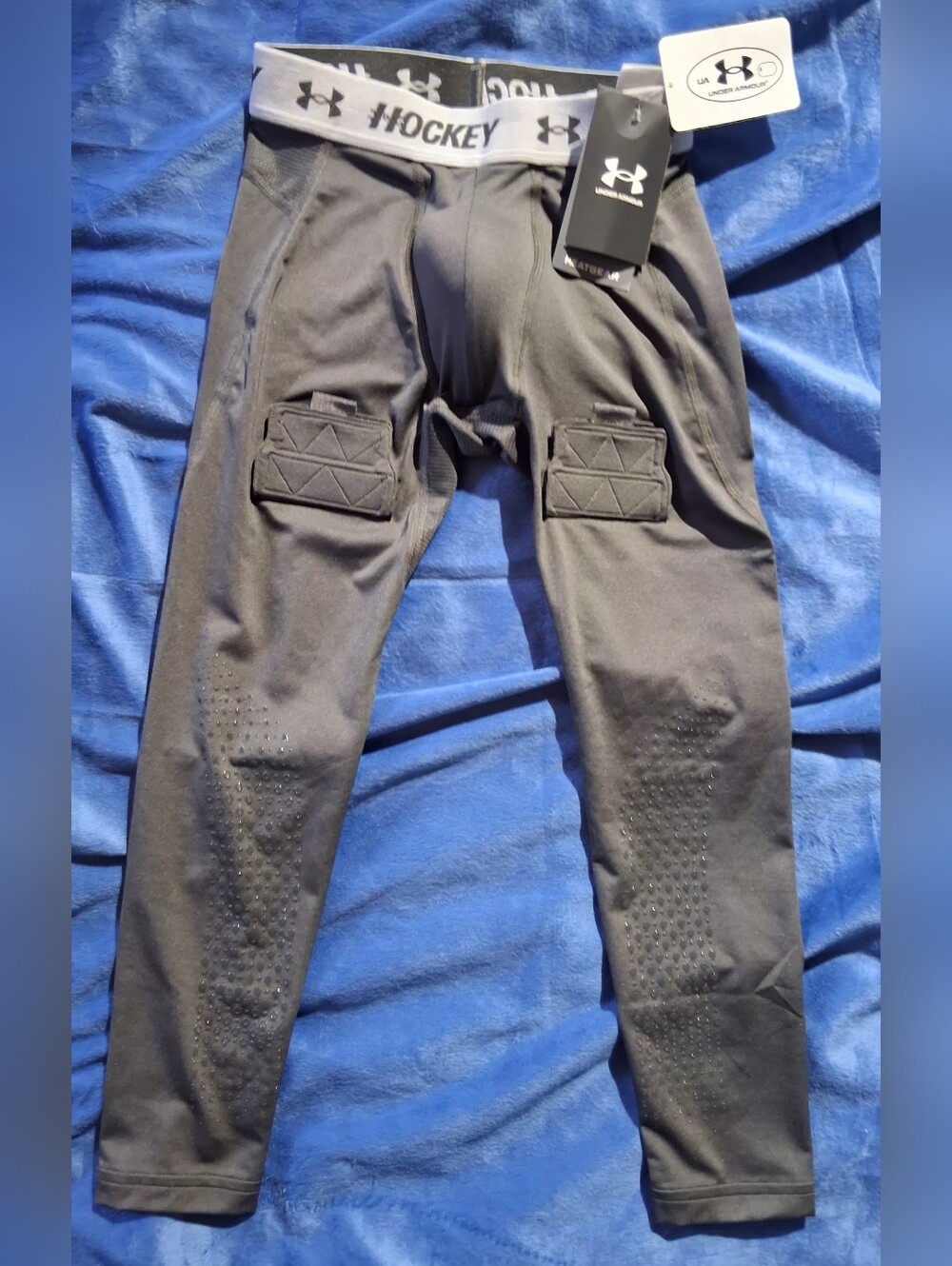 Under Armour Black/Gray Boys Padded Hockey Compression Pants